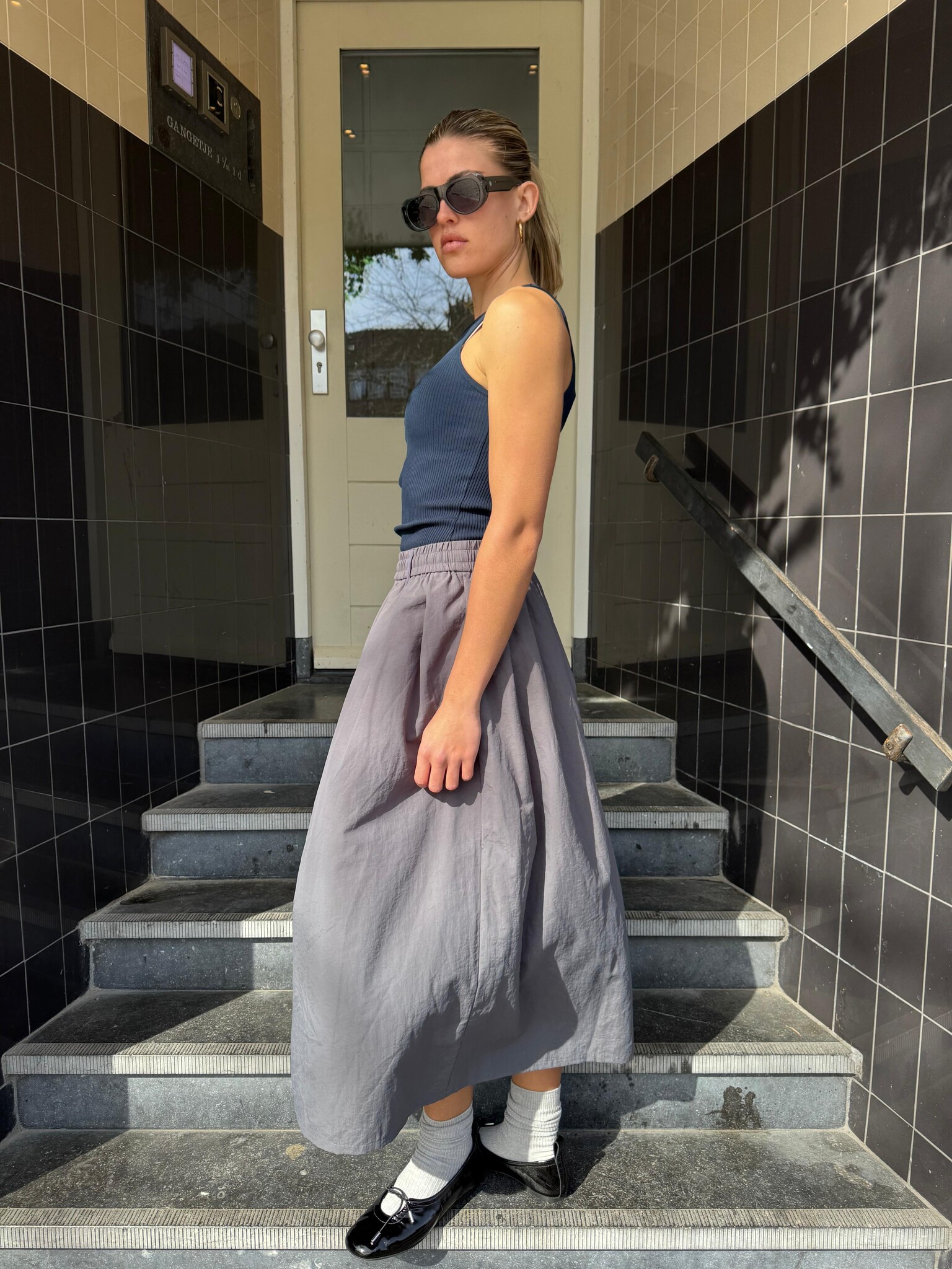 AOAP Nylon long culottes Grey