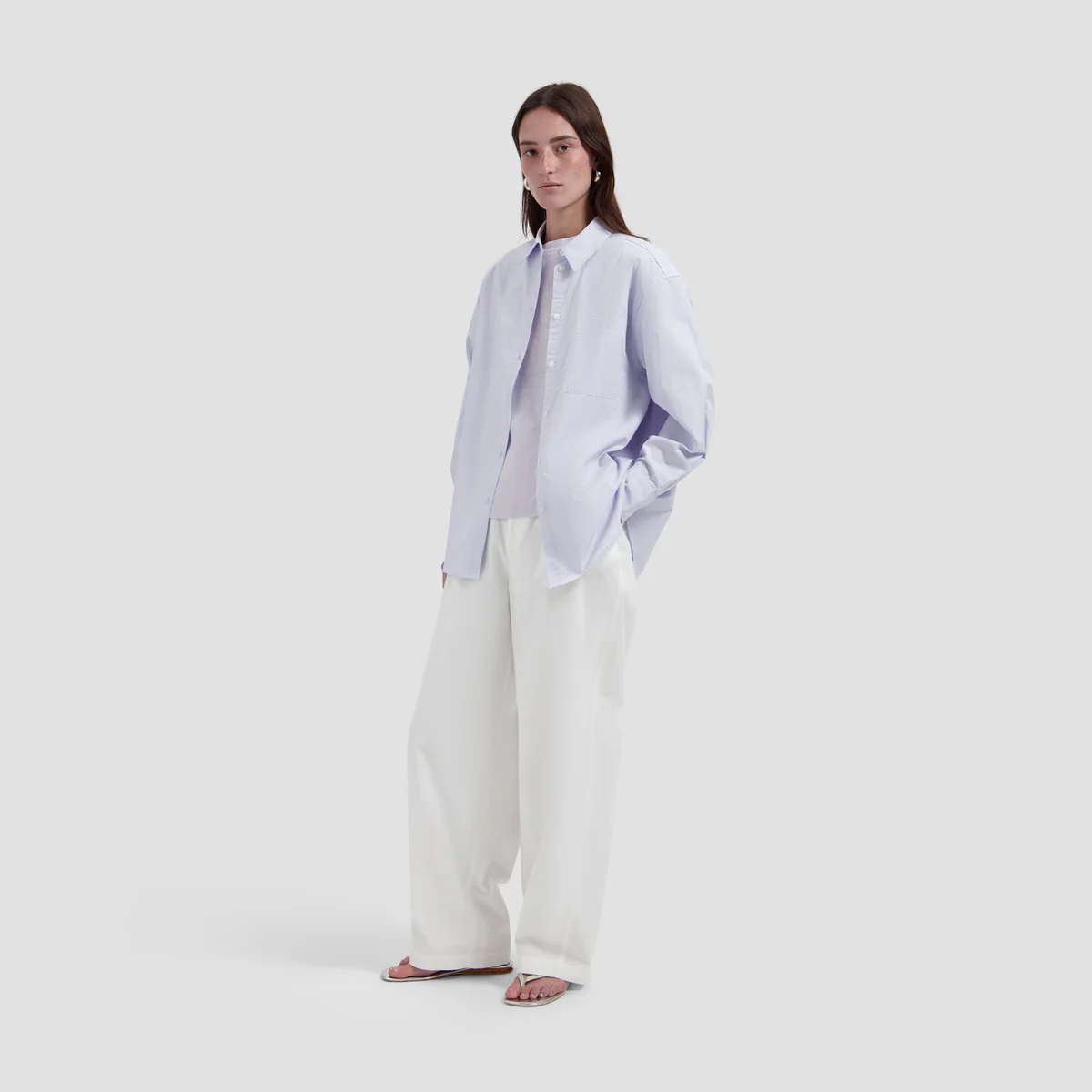 OLAF Stripe oversized shirts Off white / purple heater