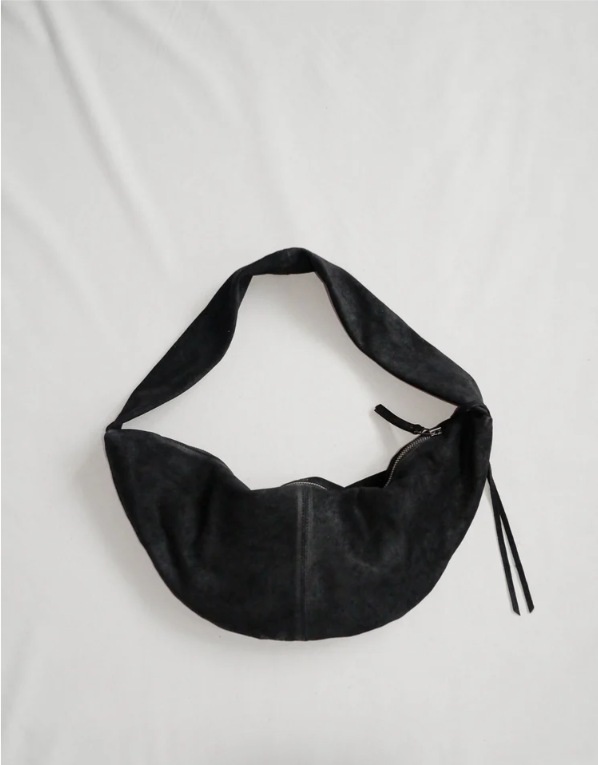 NONA Banana bag XL Black suede