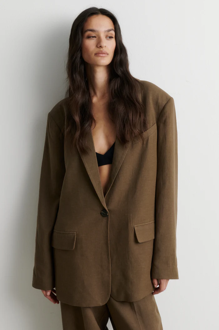 Second Female Lino new fit blazer Canteen