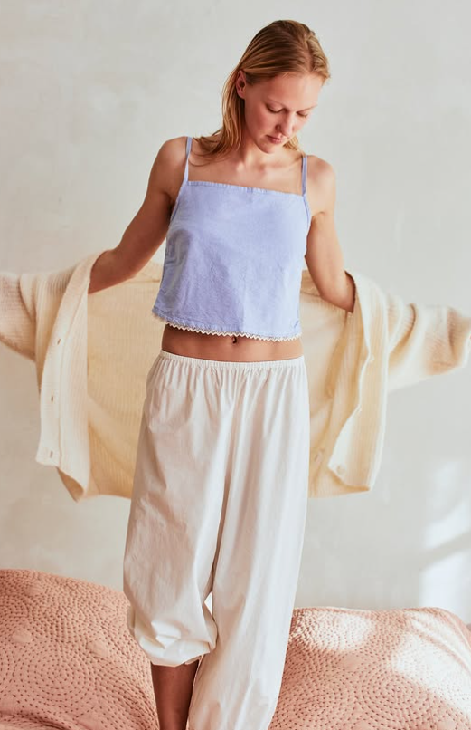 American Vintage BAI10B Pantalon Blanc casse