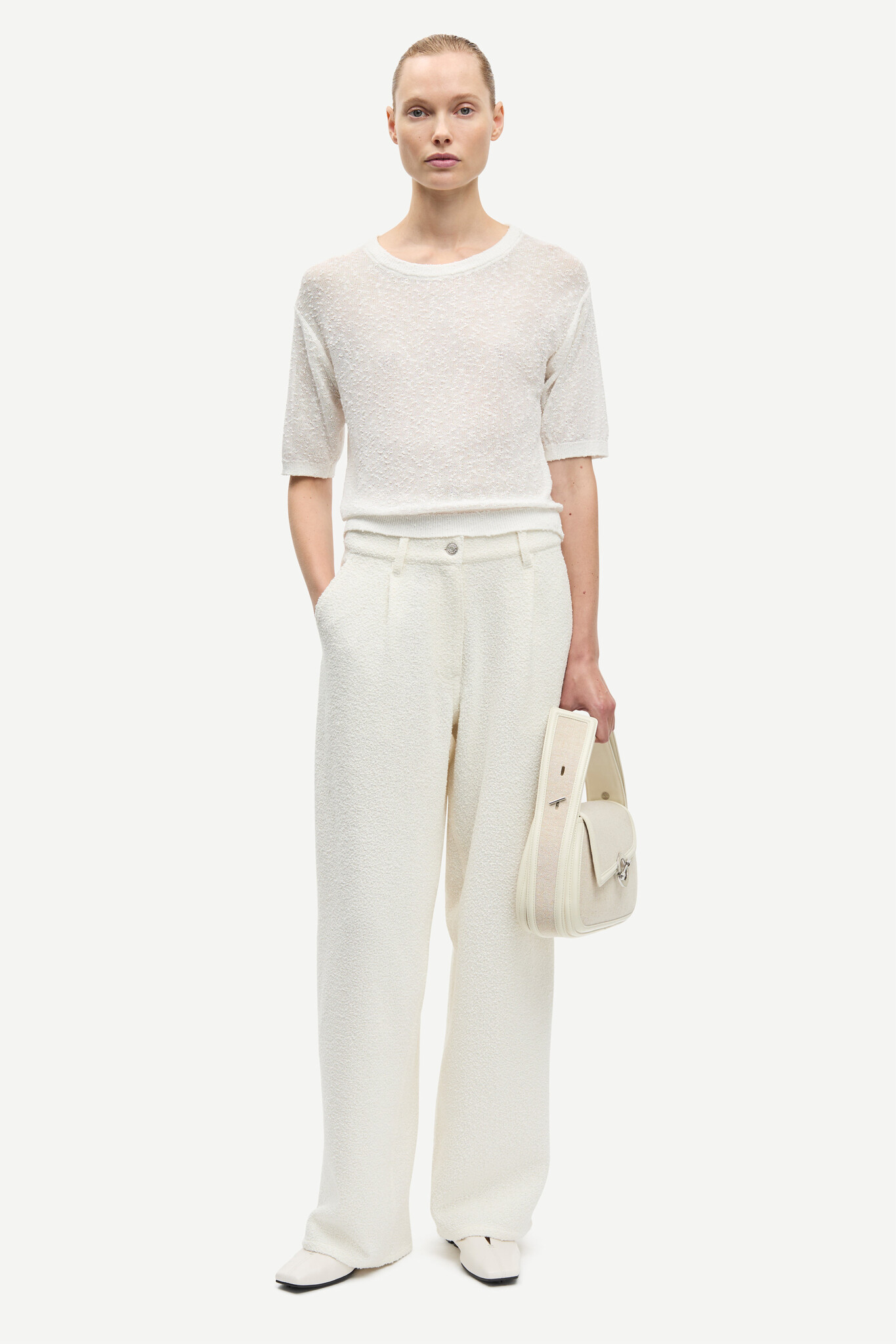 Samsoe Samsoe Saharper pleat trousers Egret