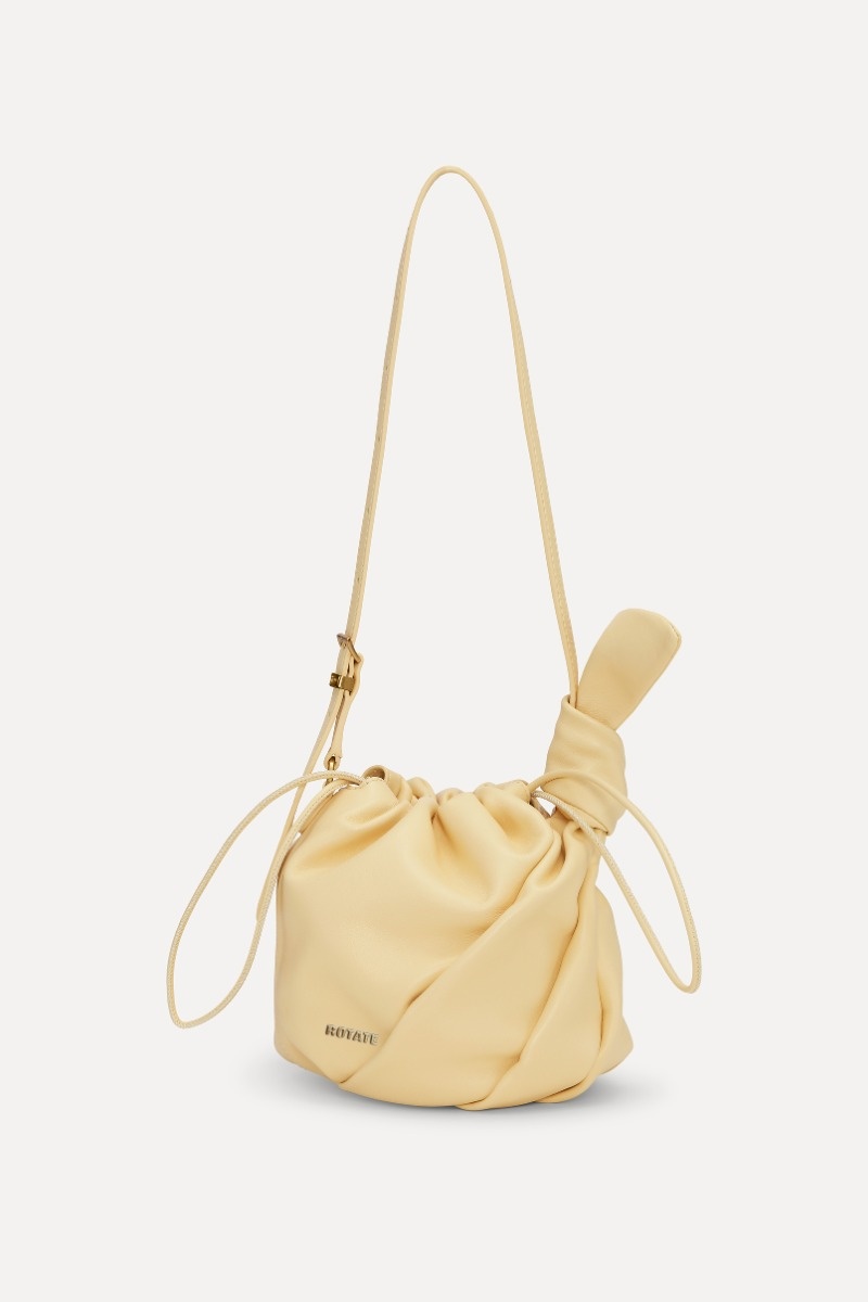 ROTATE Leather bon bon bag Italian straw