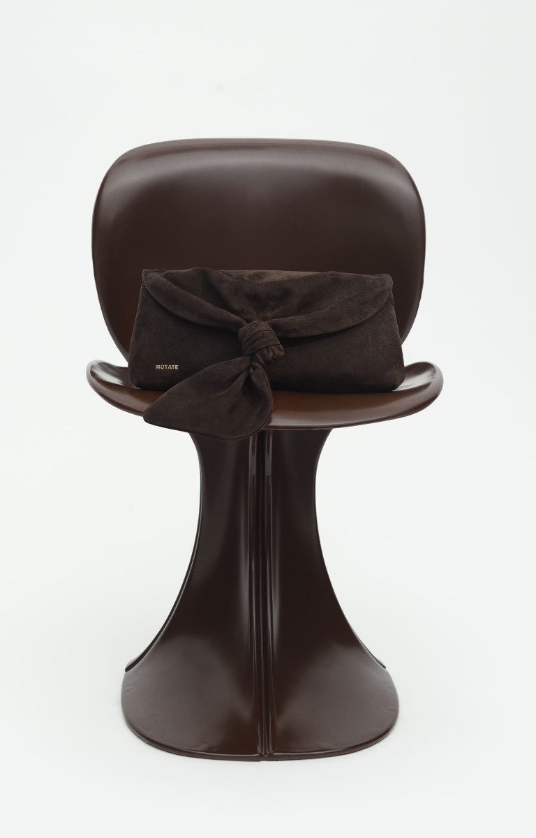 ROTATE Suede knot scarf bag Chocolate torte