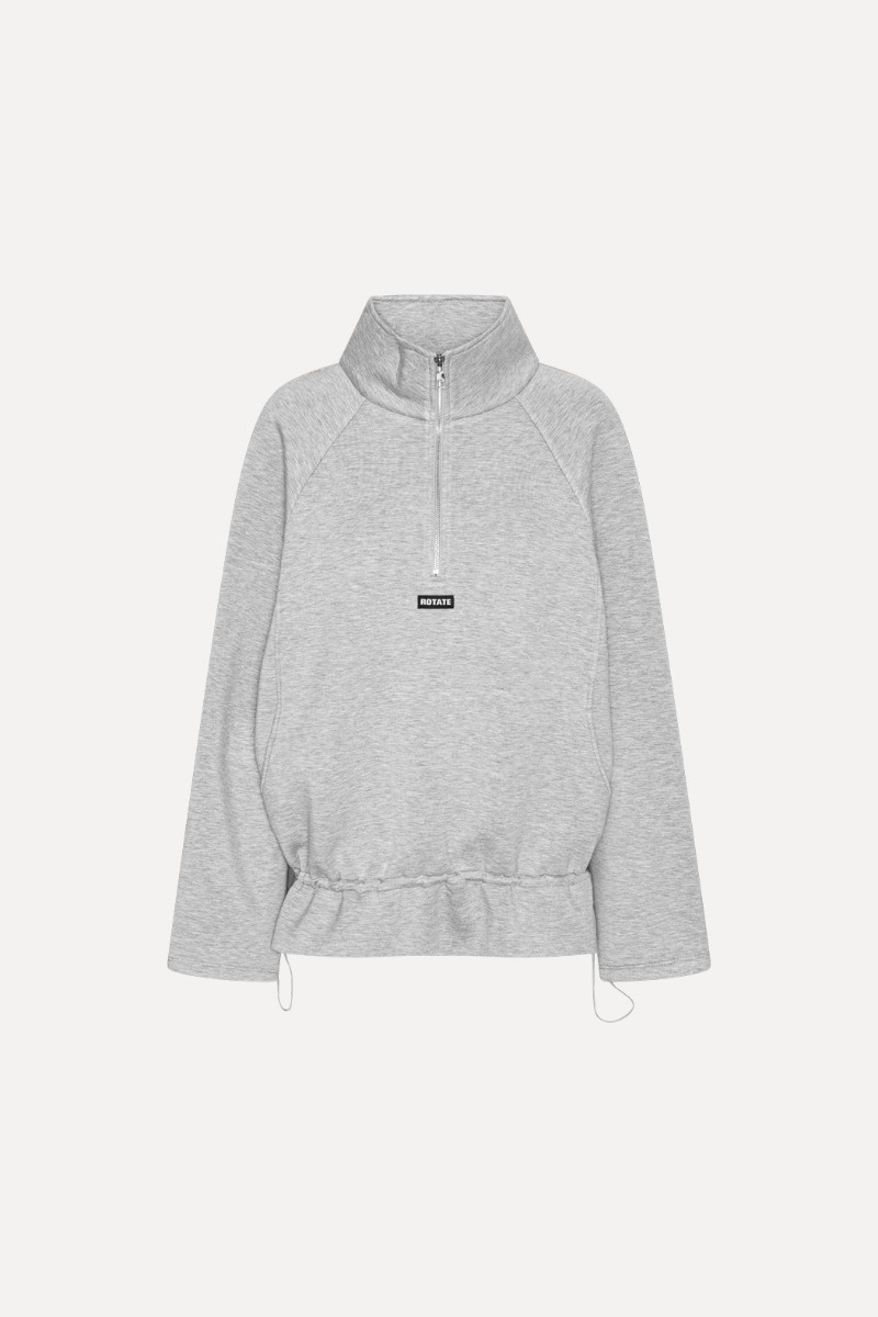 ROTATE Scuba half zip Light grey melange