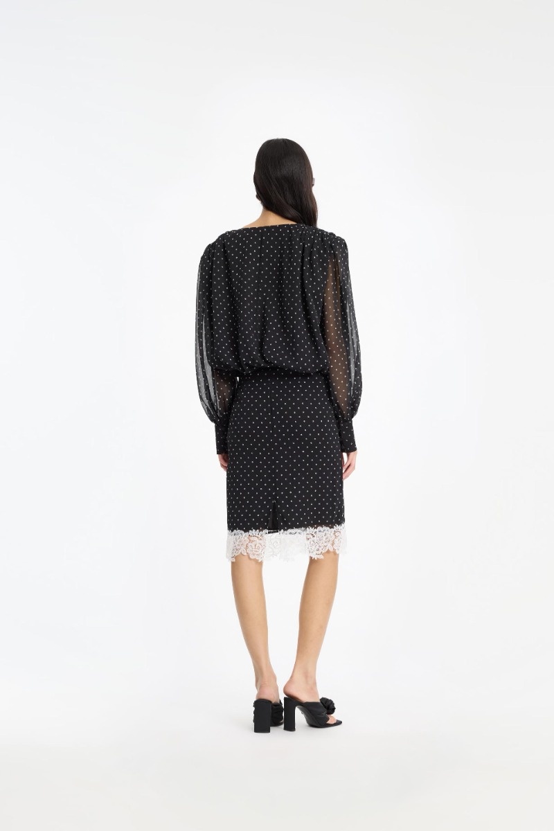 ROTATE Laceband pencilskirt Black
