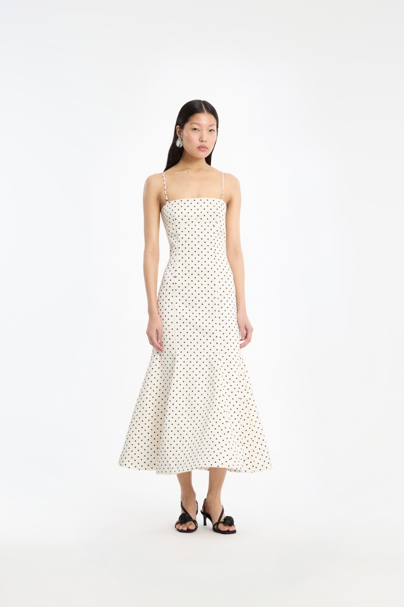 ROTATE Polka dot midi dress Dot aop