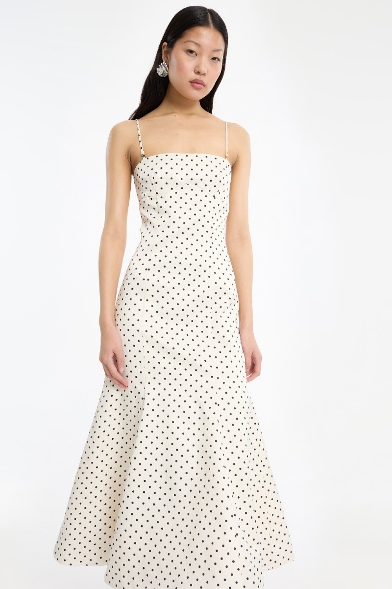 ROTATE Polka dot midi dress Dot aop