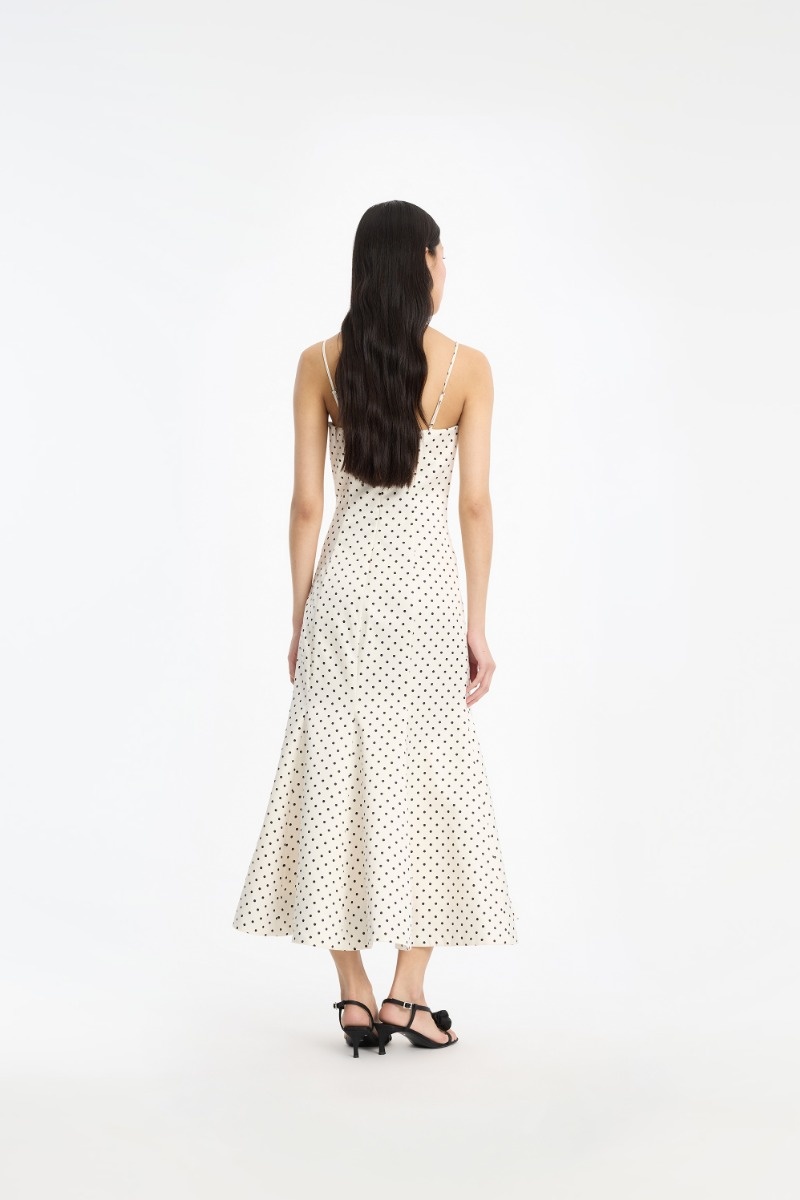 ROTATE Polka dot midi dress Dot aop