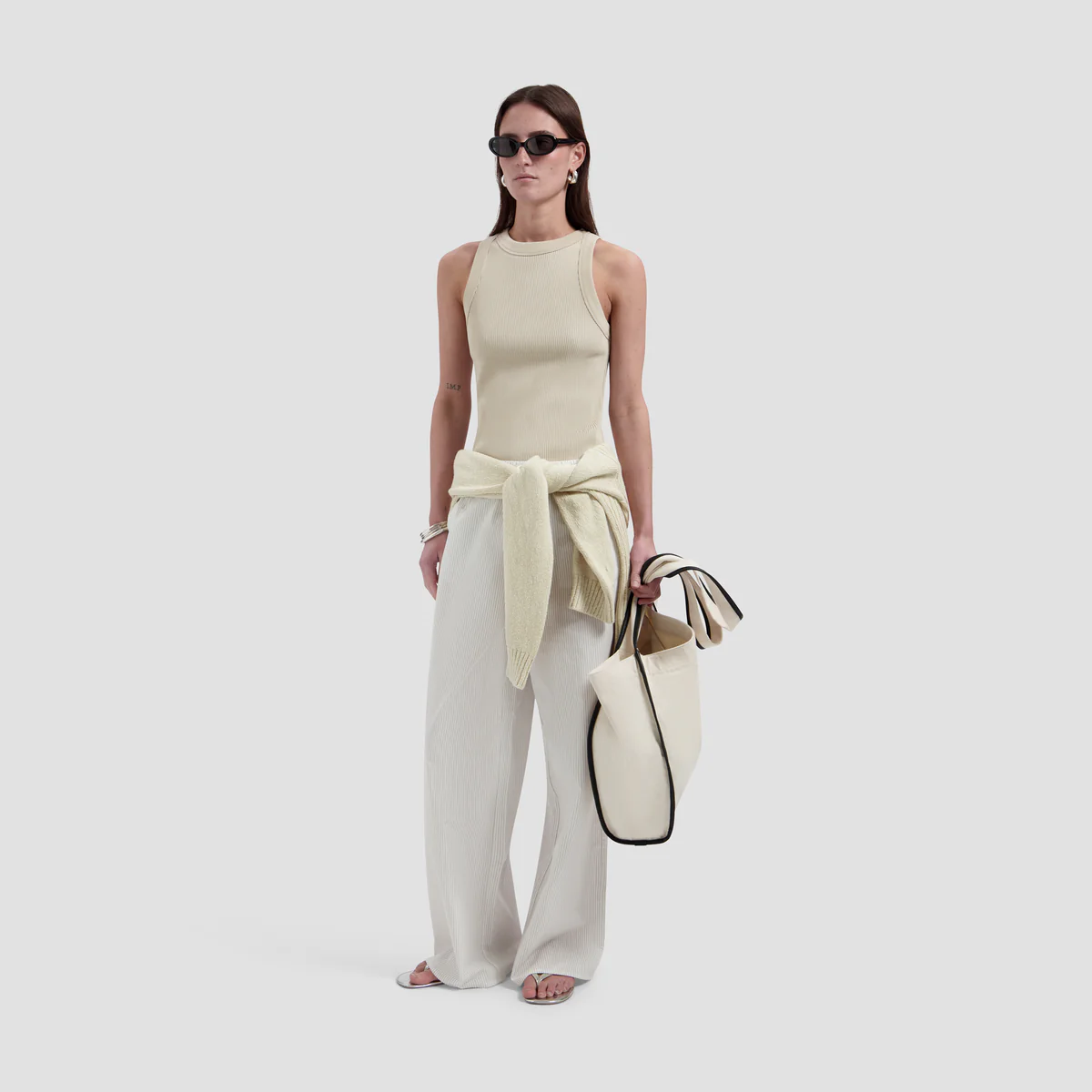 OLAF Contrast binding canvas bag Off white