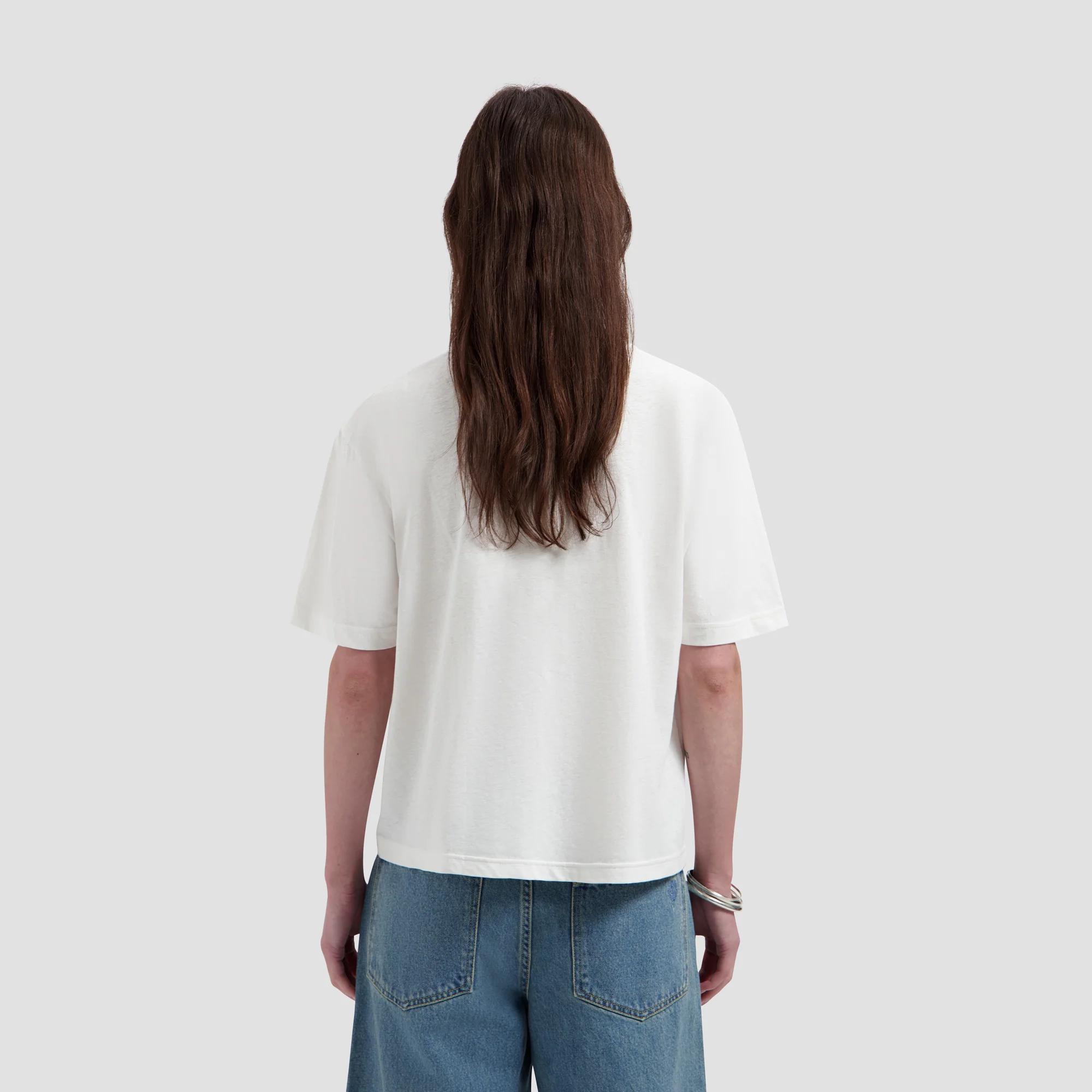 OLAF Retro logo linen boxy tee Off white