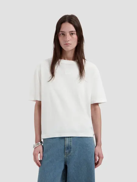 OLAF Retro logo linen boxy tee Off white