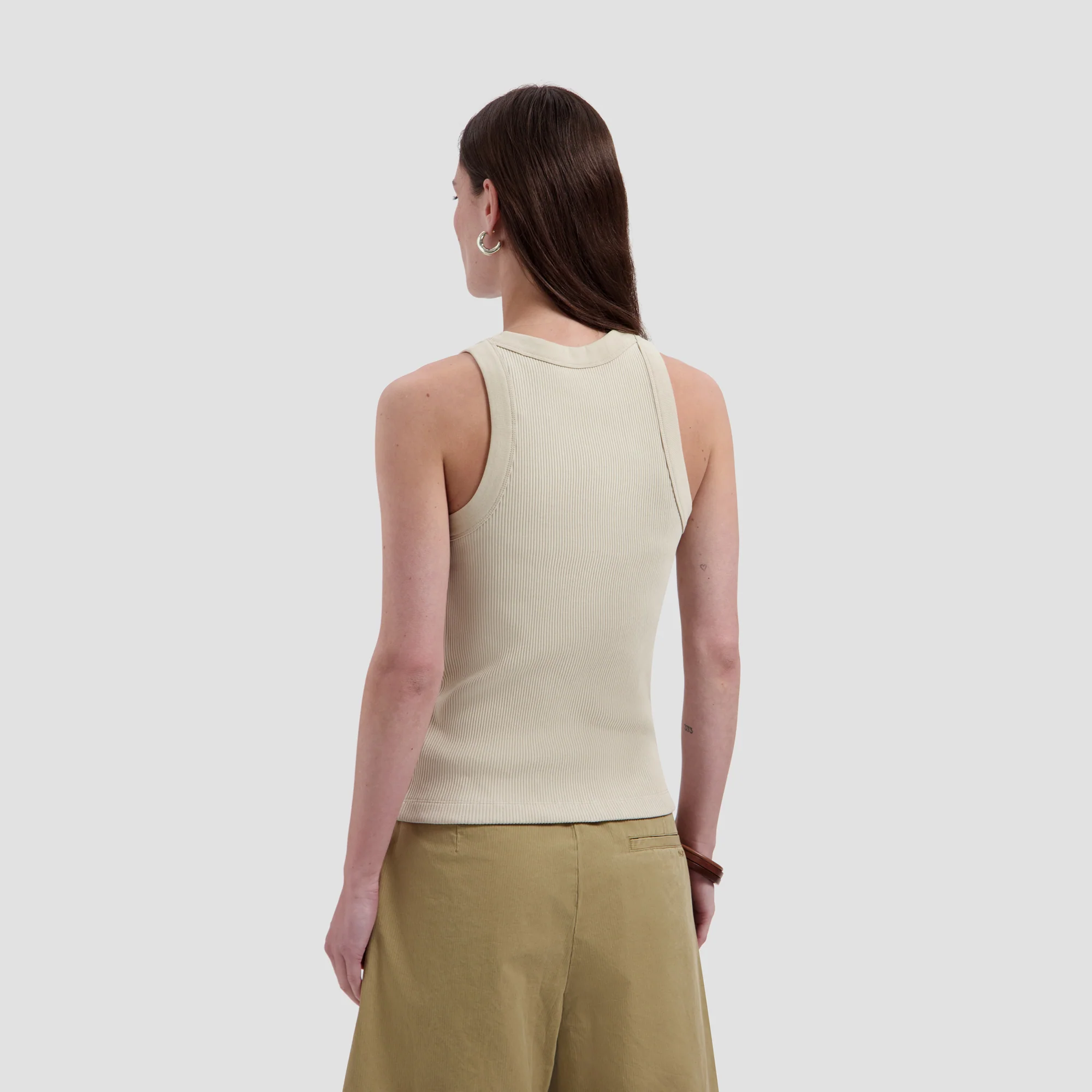 OLAF Retro logo rib tank top Cement