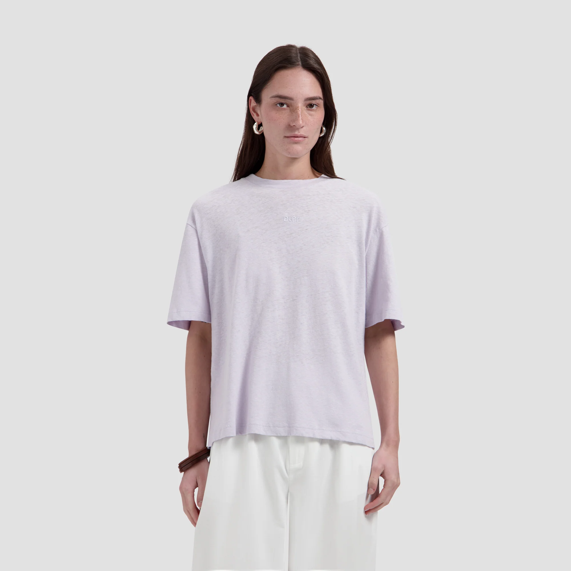 OLAF Retro logo linen boxy tee Purple
