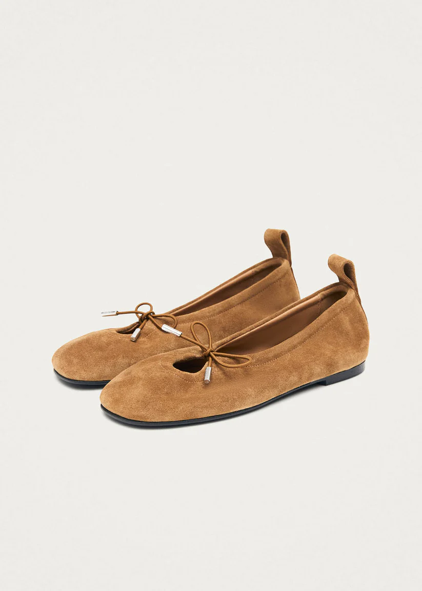 Alohas Rosalind Suede tan leather ballet flats