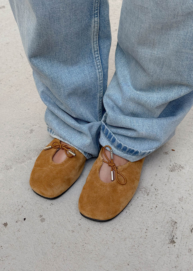 Alohas Rosalind Suede tan leather ballet flats