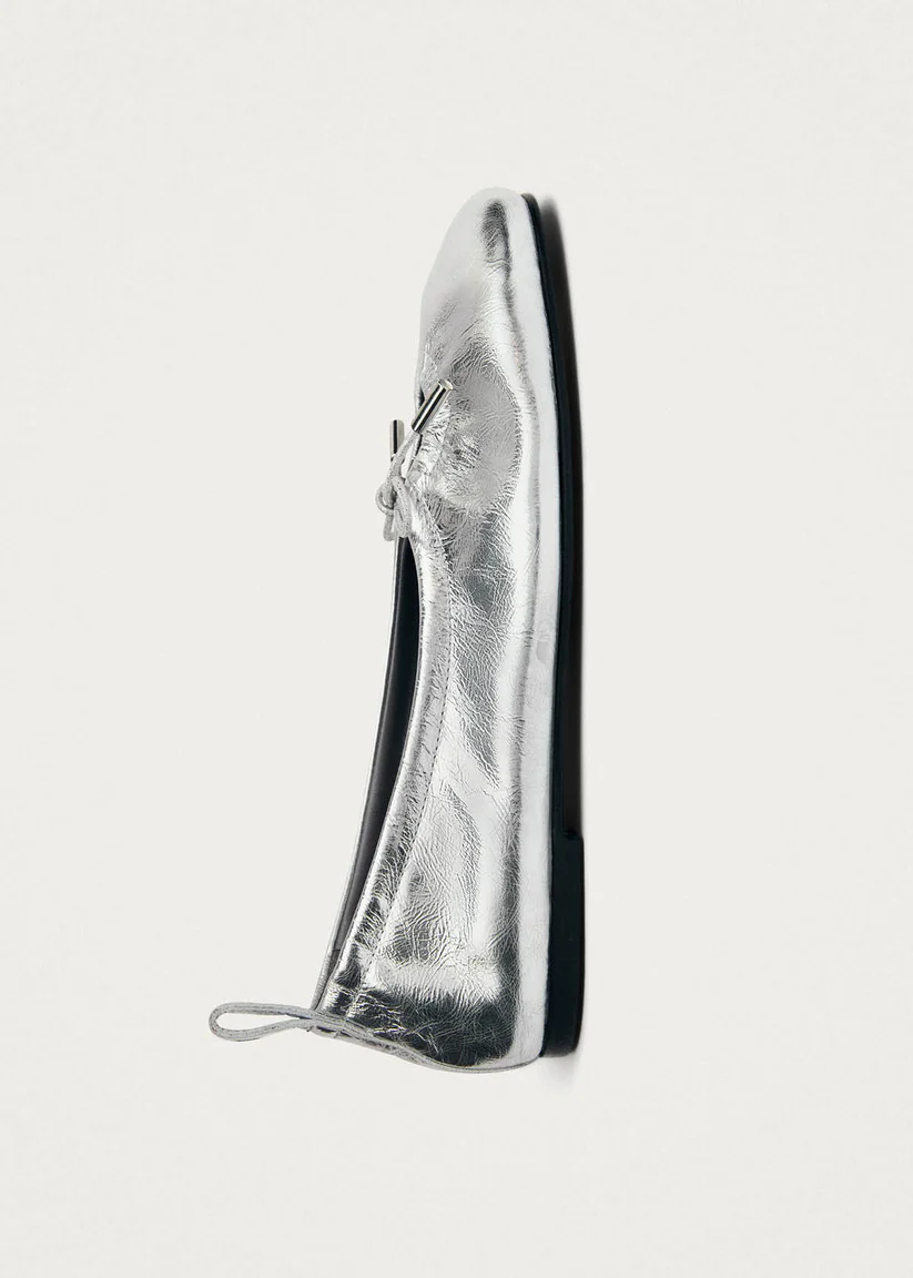 Alohas Rosalind Shimmer silver leather ballet flats