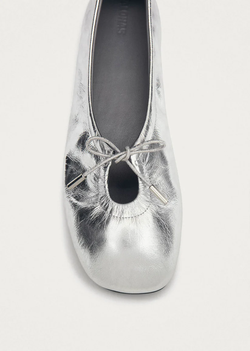 Alohas Rosalind Shimmer silver leather ballet flats