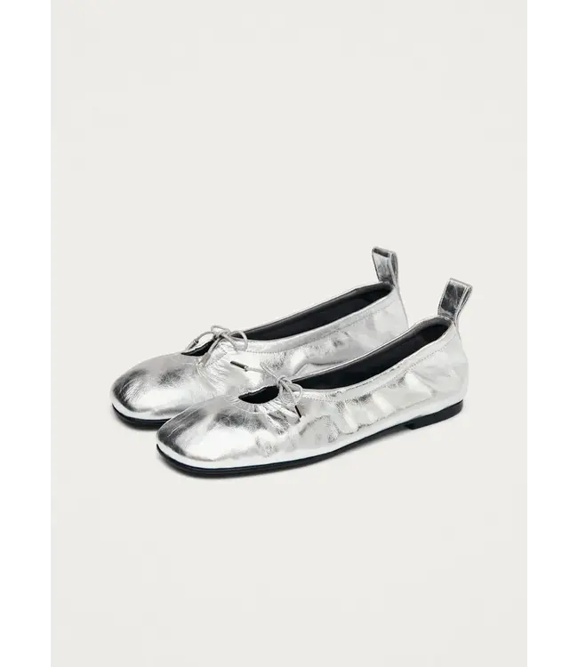 Alohas Rosalind Shimmer silver leather ballet flats