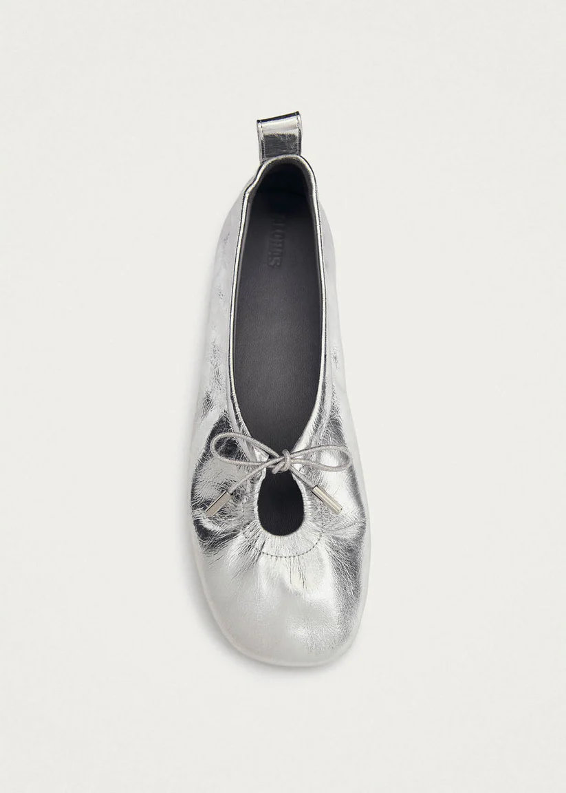 Alohas Rosalind Shimmer silver leather ballet flats