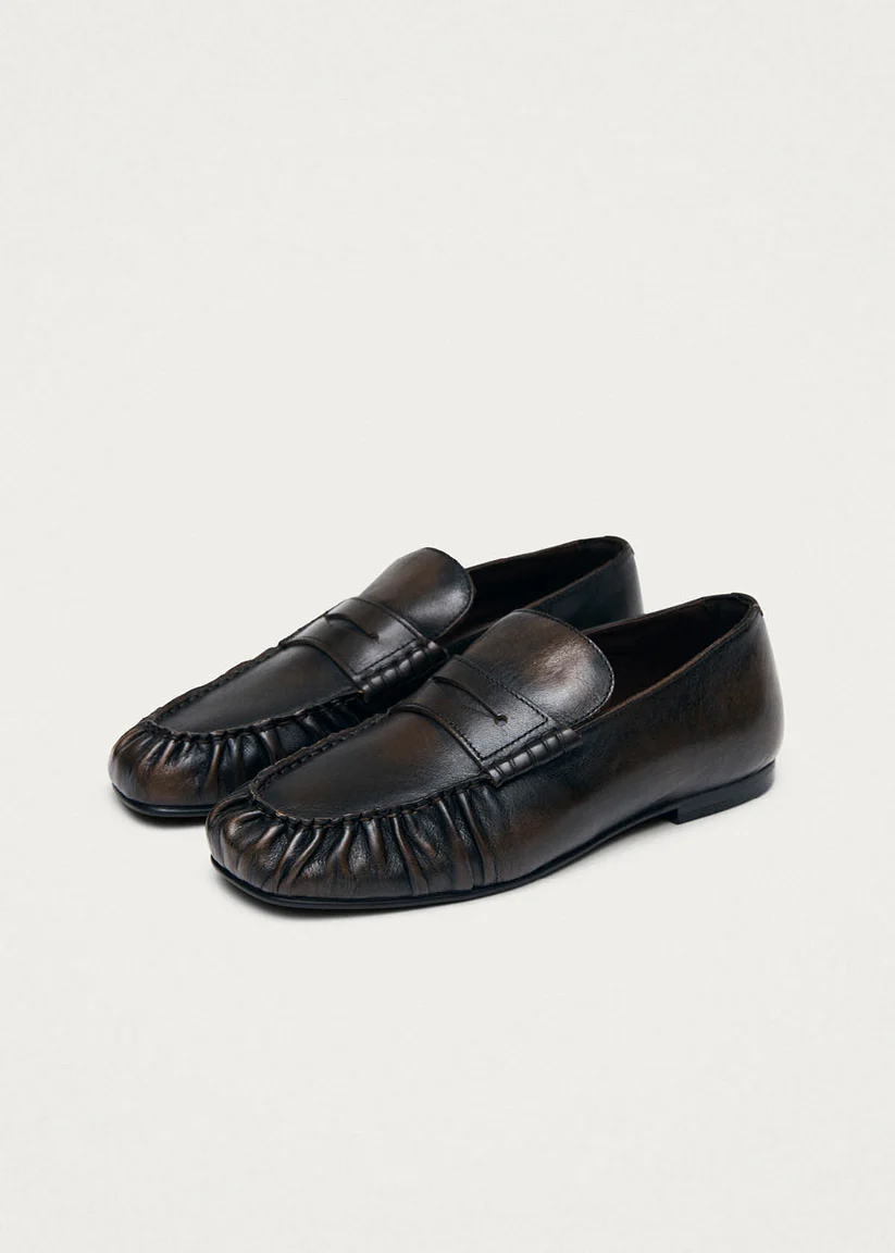 Alohas Aven Vintage effect brown leather loafers