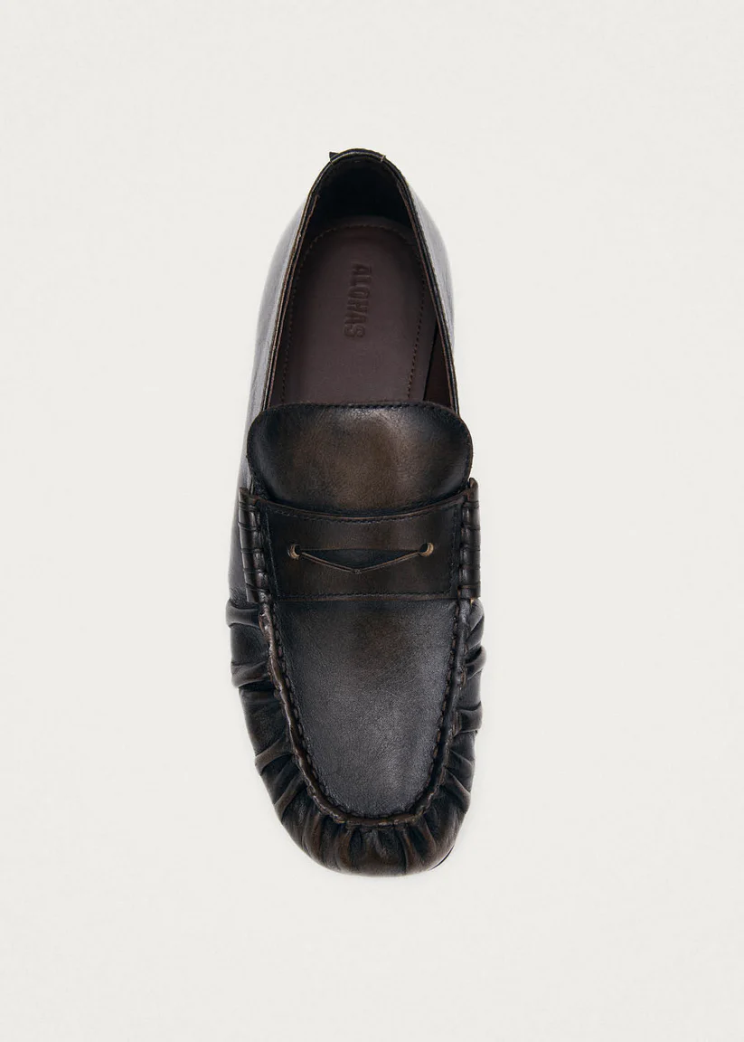 Alohas Aven Vintage effect brown leather loafers
