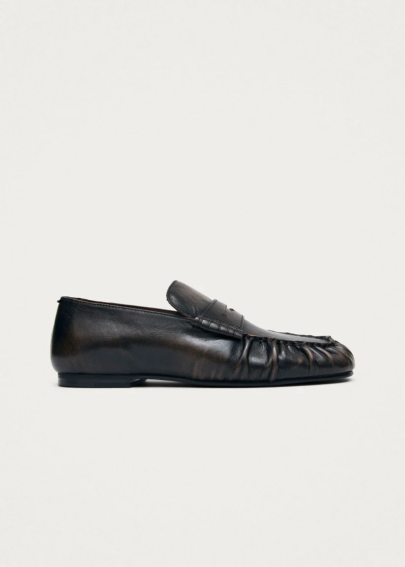 Alohas Aven Vintage effect brown leather loafers