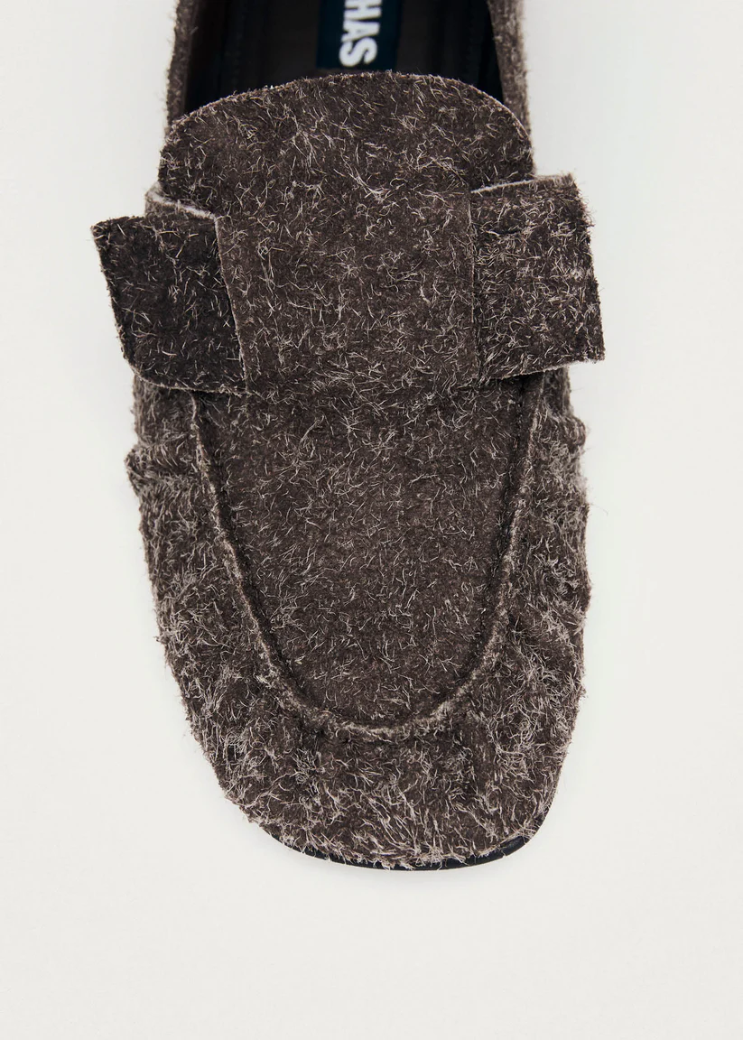 Alohas Aeryn Suede fuzzy brown leather loafers