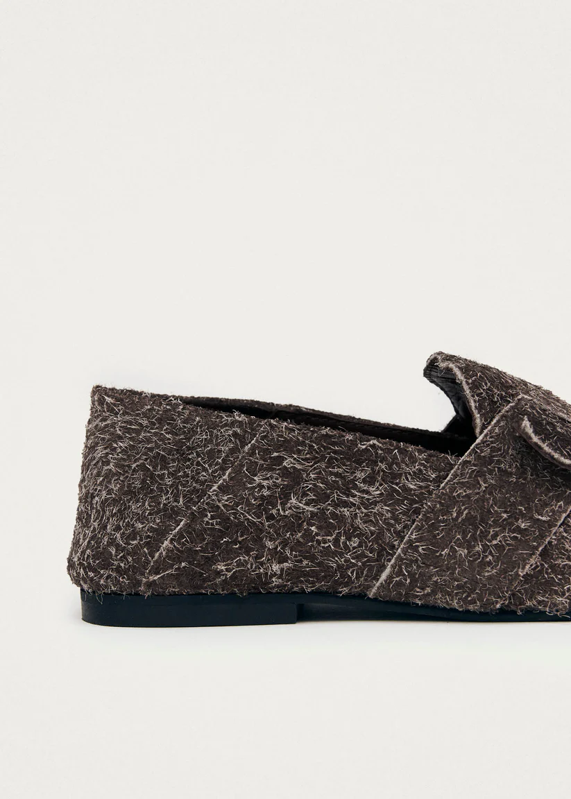Alohas Aeryn Suede fuzzy brown leather loafers