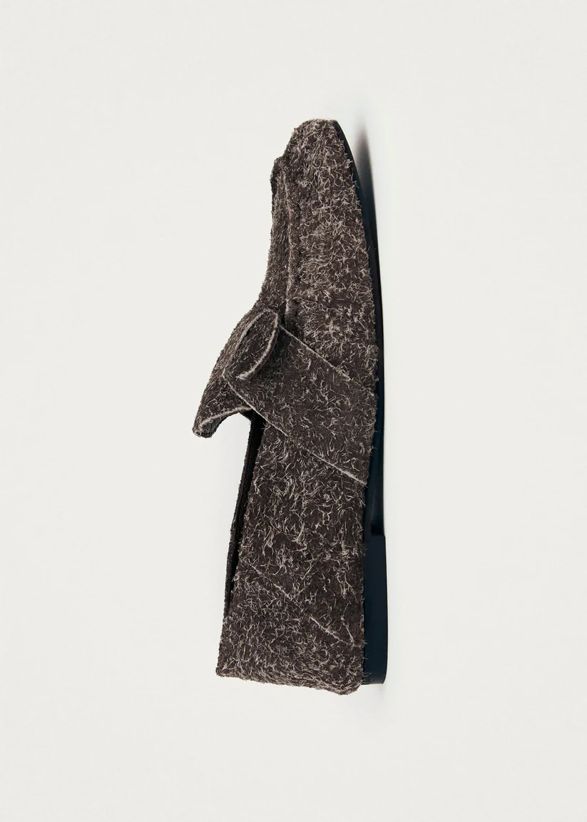 Alohas Aeryn Suede fuzzy brown leather loafers