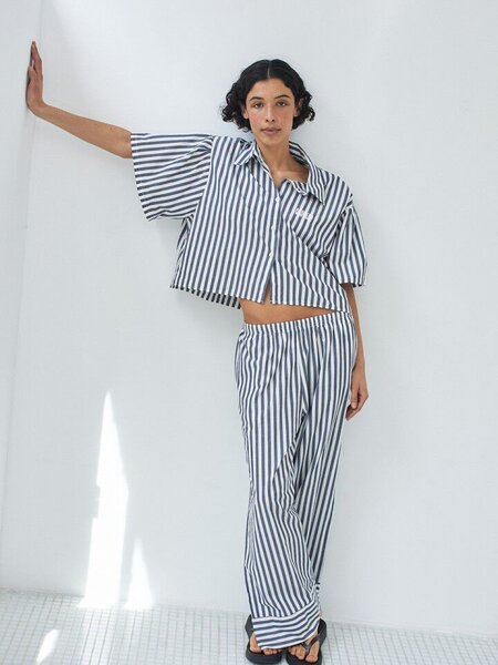 American Vintage VEX10A pantalon Rayures encre