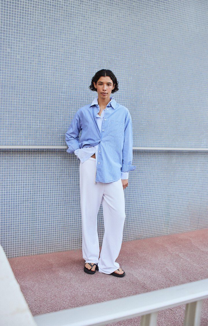 American Vintage ZAT06A shirt Rayures aqua