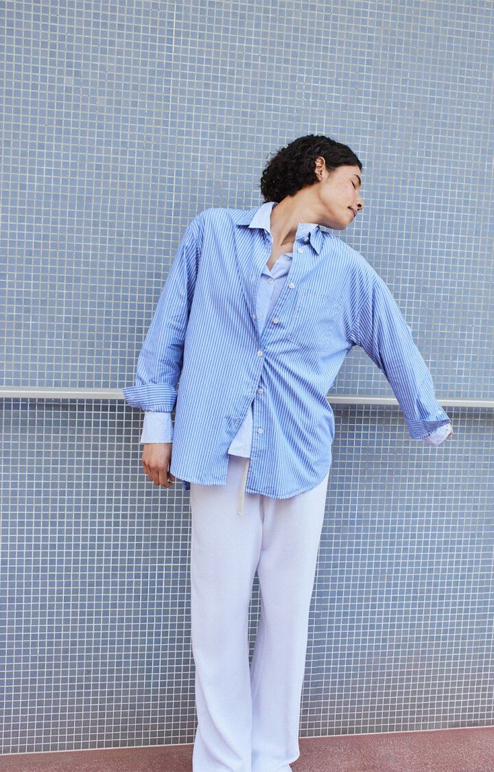 American Vintage ZAT06A shirt Rayures aqua