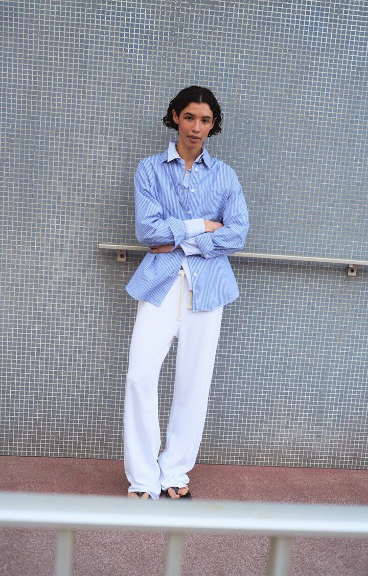 American Vintage ZAT06A shirt Rayures aqua