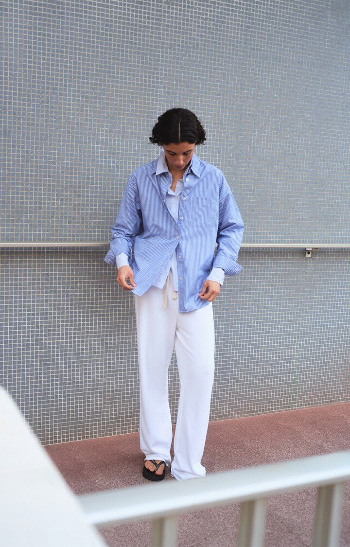 American Vintage ZAT06A shirt Rayures aqua