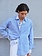 American Vintage ZAT06A shirt Rayures aqua