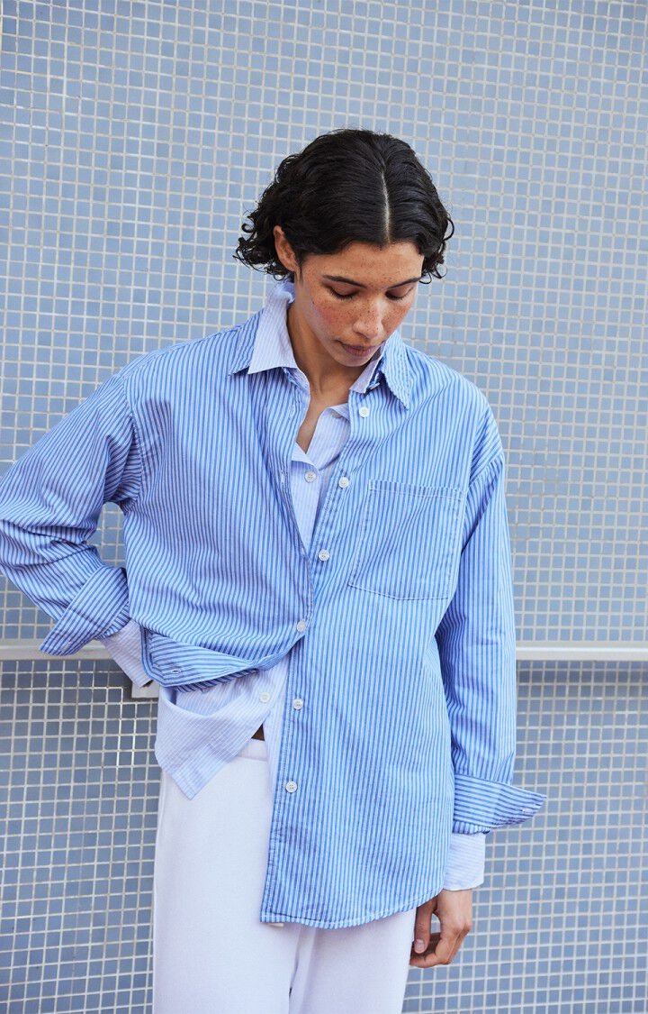 American Vintage ZAT06A shirt Rayures aqua