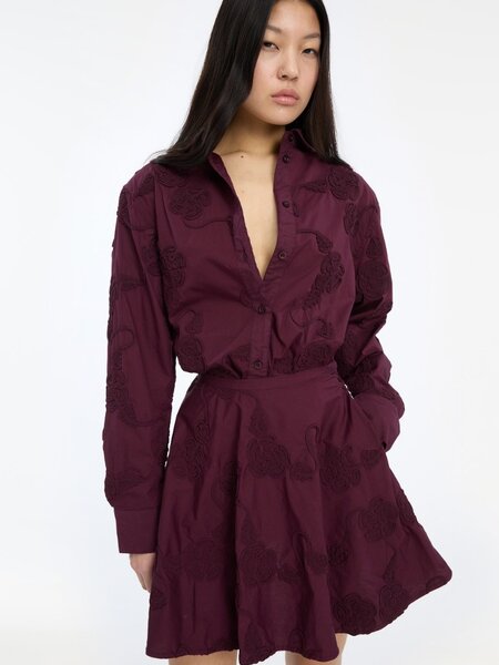 ROTATE Flower oversized shirt Zinfandel