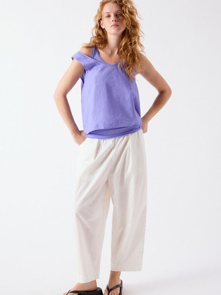American Vintage BAI10B Pantalon Blanc casse