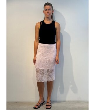 ROTATE Lace midi pencil skirt Barely pink