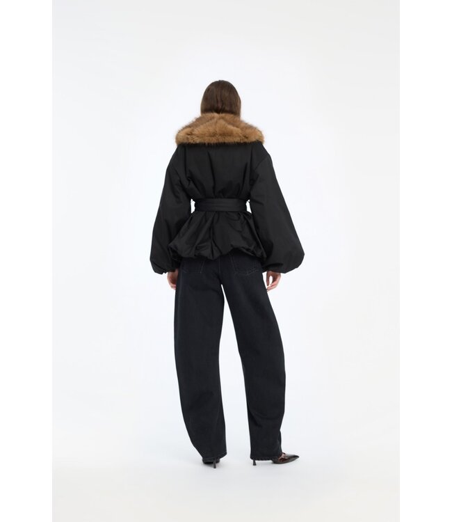 ROTATE Faux fur collar jacket Black