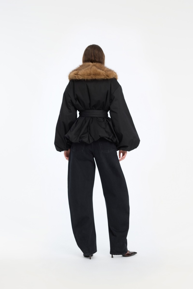 ROTATE Faux fur collar jacket Black