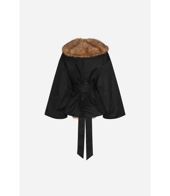 ROTATE Faux fur collar jacket Black