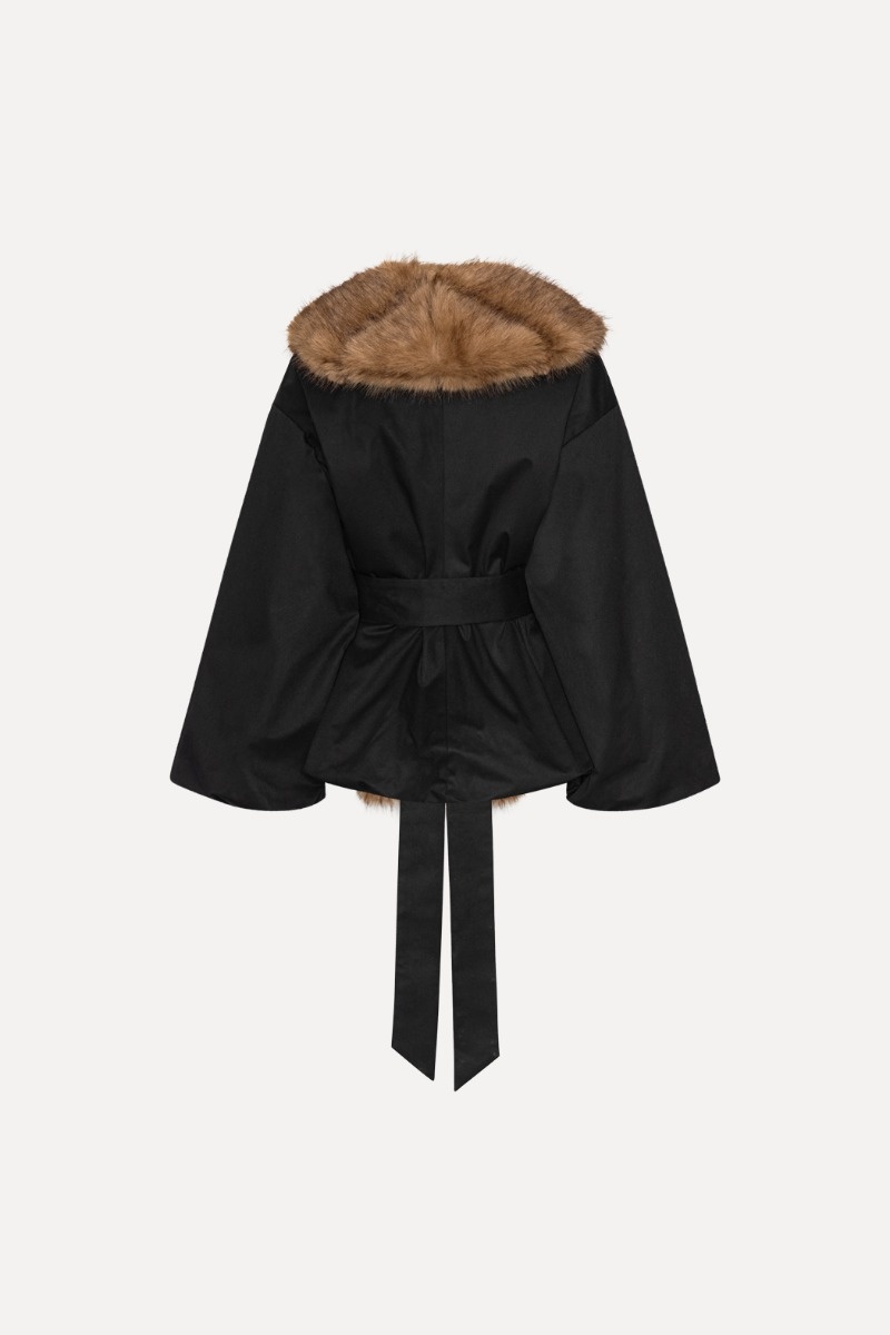 ROTATE Faux fur collar jacket Black
