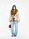 ROTATE Faux fur collar jacket Cement