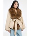 ROTATE Faux fur collar jacket Cement