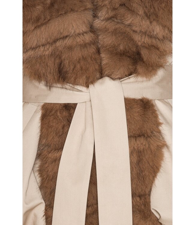 ROTATE Faux fur collar jacket Cement