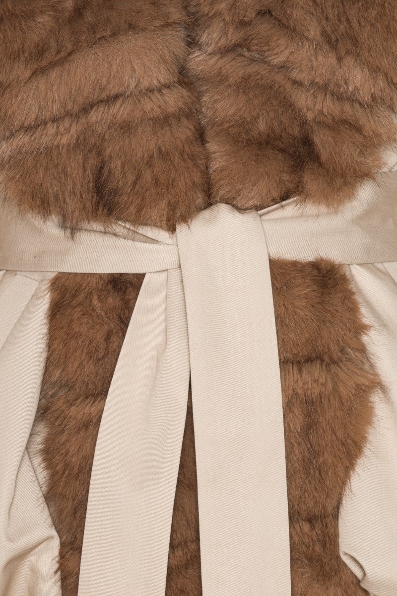 ROTATE Faux fur collar jacket Cement