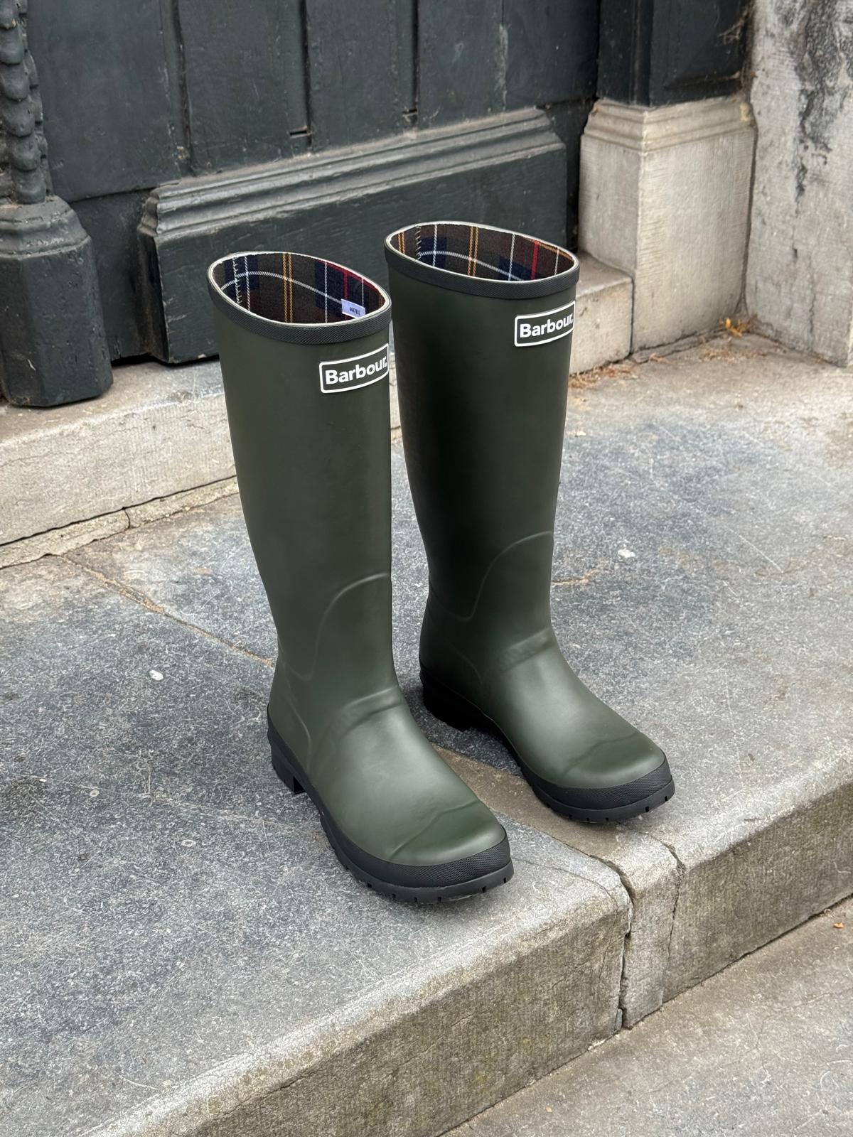 Barbour Abbey tall welly boots olive