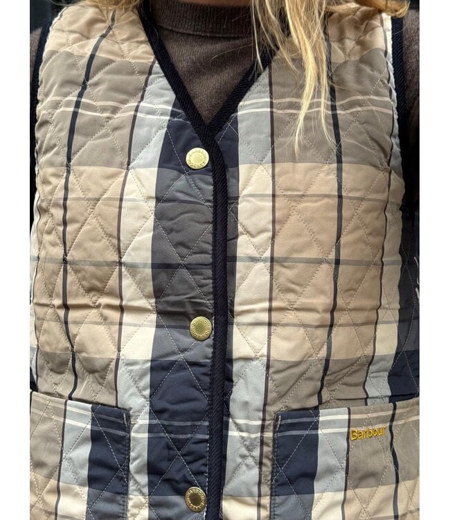 Barbour Reimagined icons reversible tartan quilted liner Dark navy/birchwood